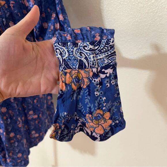 Free People FP Wildflower Fields blue floral tunic top XS - Picture 5 of 9